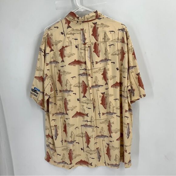 Columbia Mens XL Short Sleeve Button Front Fish Shirt - Picture 3 of 8